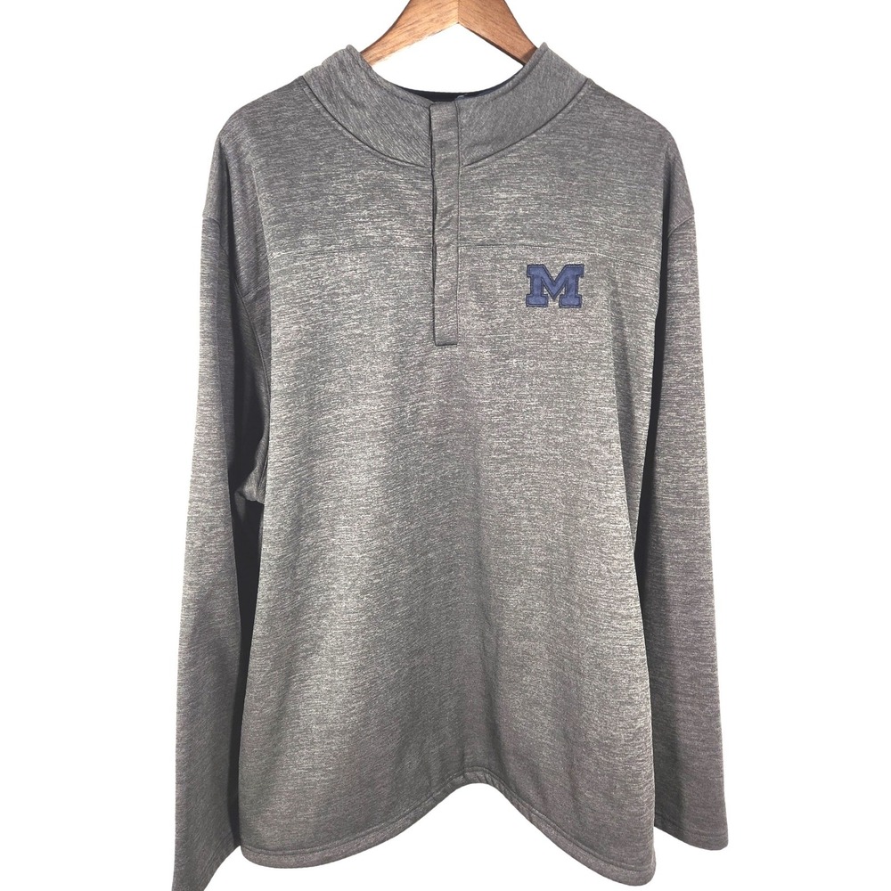 Colosseum Michigan Wolverines Mens Pullover Tunic Sweatshirt Snap front Size 3XL
